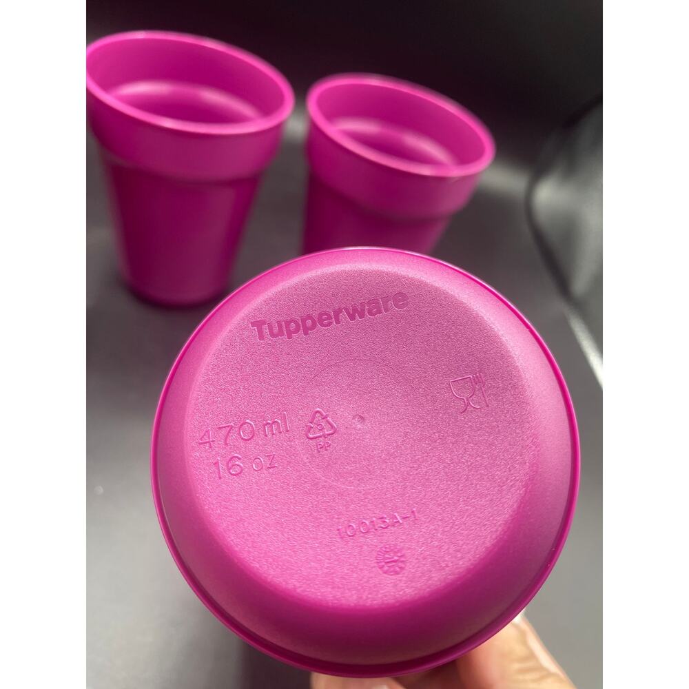 Tupperware Aloha Home Stackable 16oz / 470ml Tumbler Set of 4 Purple Apricot New - Picture 3 of 3